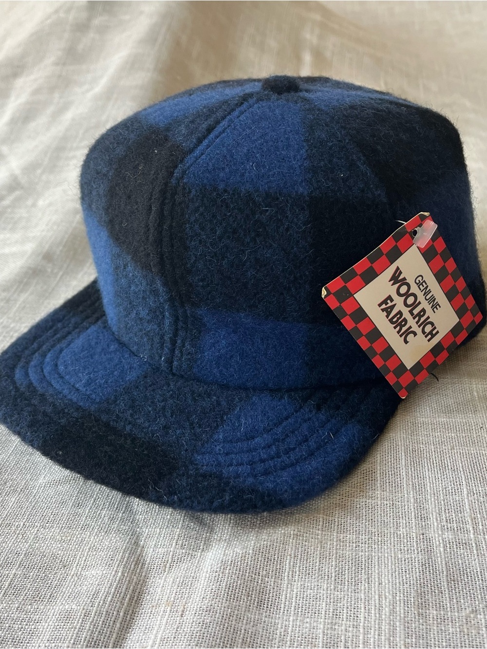 Vtg Woolrich Wool Cap Navy & Black with Earflaps